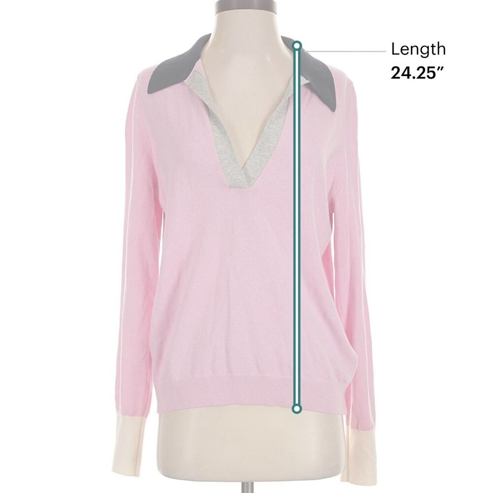 Boden Wool Knit Women Pink Colorblock Collared Polo Sweater Sz 8 Long Sleeve Top - Picture 6 of 9